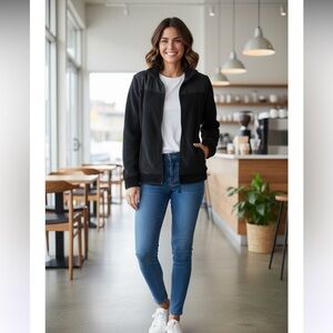 Athletic Works Black Bomber Jacket Sleek Versatile Design